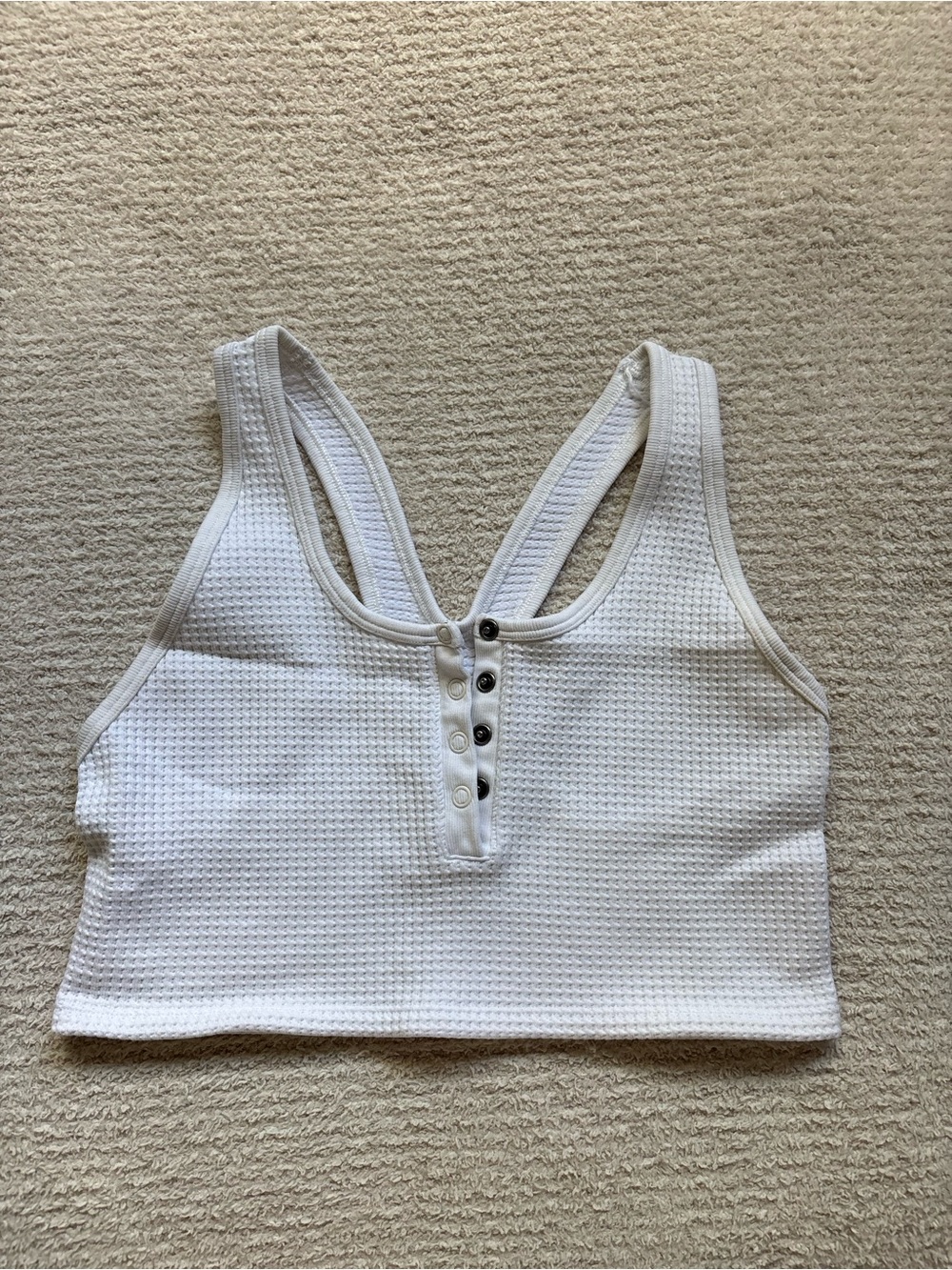 Aerie white waffle knit cropped tank top